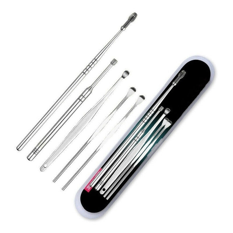 Set Limpiador Espiral Extractor Cera Oídos Cucharillas Kit