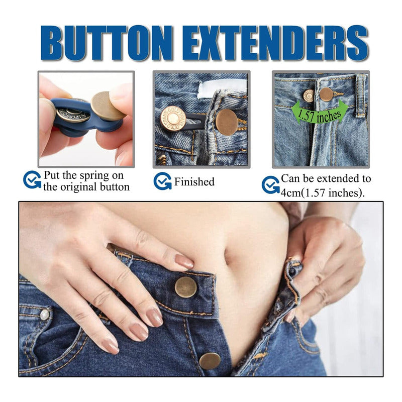5 Piezas De Hebillas De Metal Expansor De Cintura De Botón