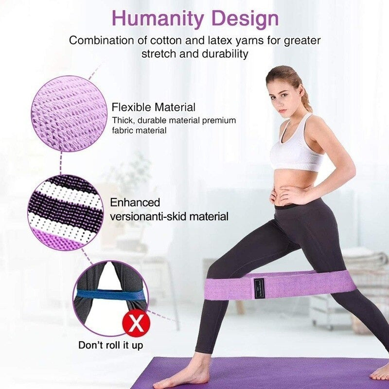 Kit Set De 3 Bandas Elásticas Resistencia Tela Yoga Fit