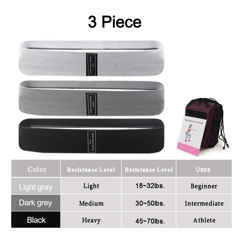 Kit Set De 3 Bandas Elásticas Resistencia Tela Yoga Fit
