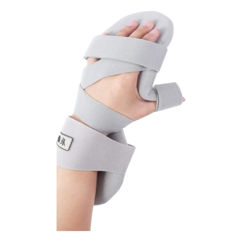 Soporte de mano ortopédico vista lateral izquierda con etiqueta