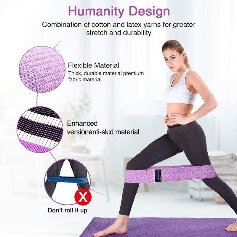 Kit Set De 3 Bandas Elásticas Resistencia Tela Yoga Fit - Image 4
